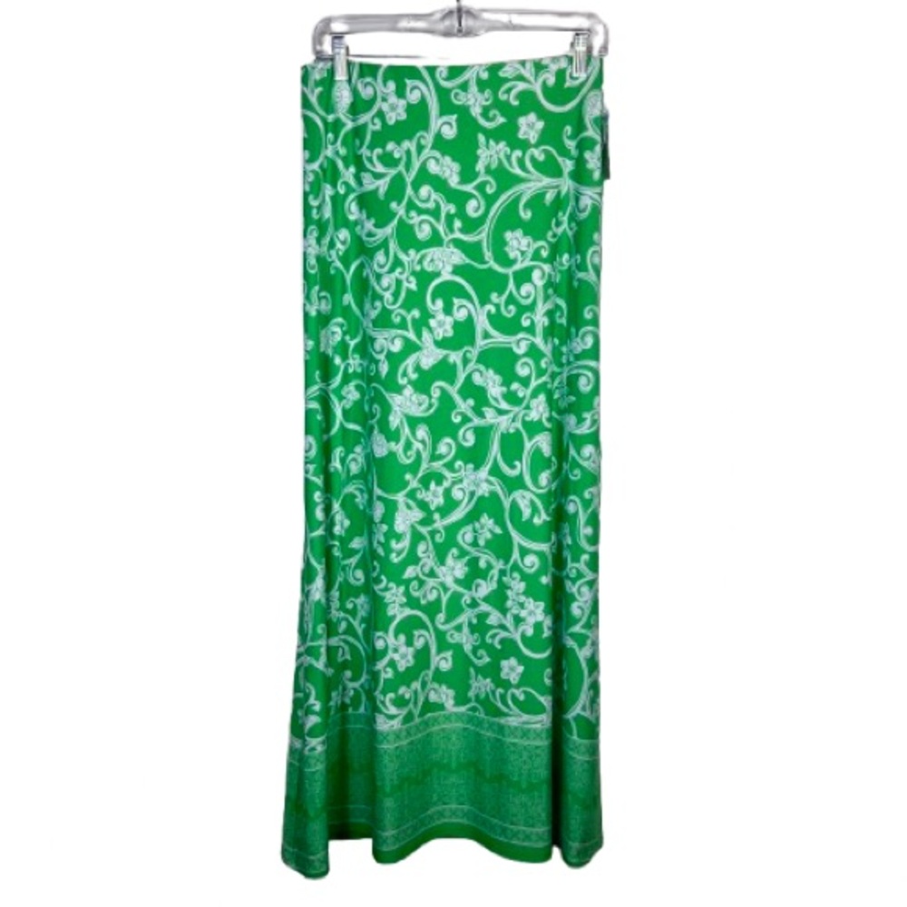 Vince Camuto Jolly Green White Floral Scroll Maxi Skirt Size M NWT